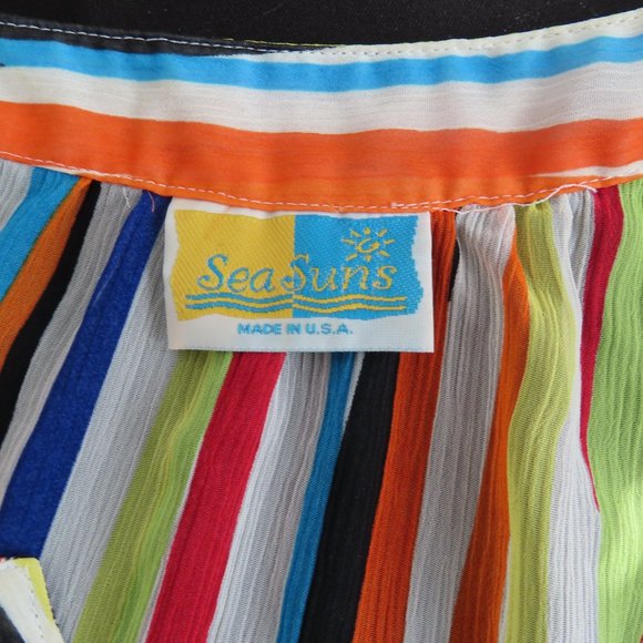 Multi-colored Striped Swimsuit Tunic-style Coverup - SeaSuns (XXL) β§ - Picture 4 of 4